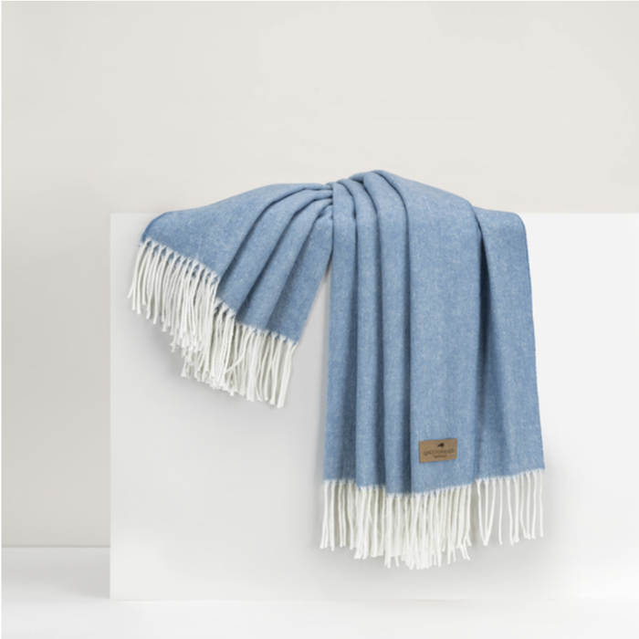 Italian Herringbone Throw Chambray