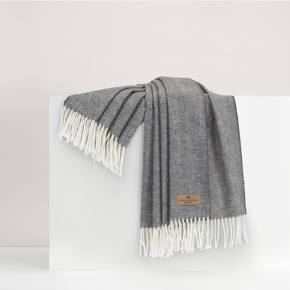 Italian Herringbone Throw Charcoal Gray