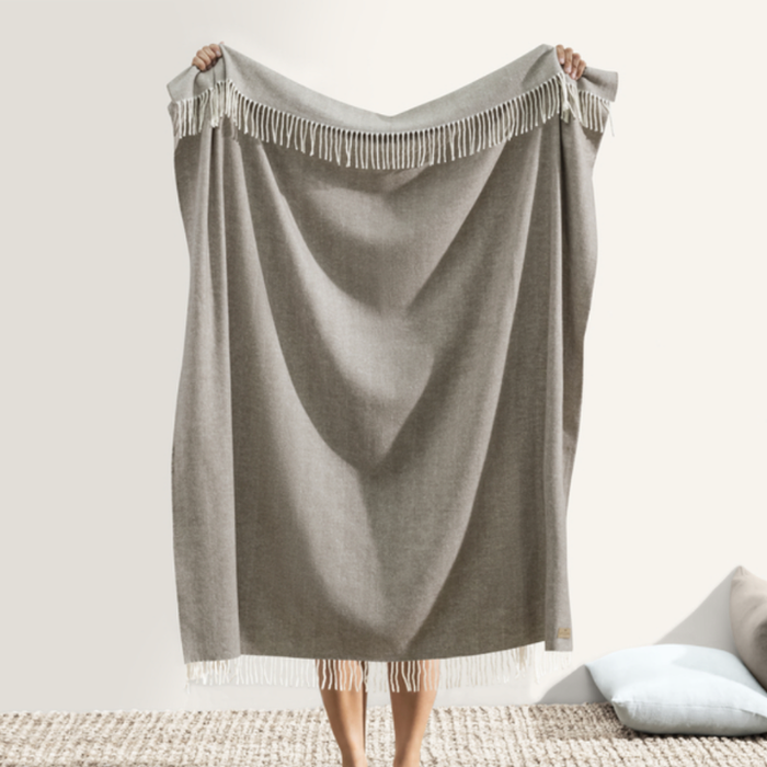 Italian Herringbone Throw Mink