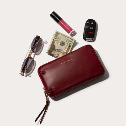 Ivy Pouch Set - Cranberry/Gold