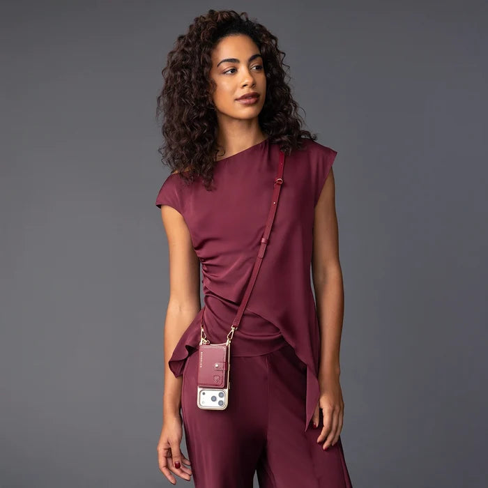 Ivy Pouch Set - Cranberry/Gold