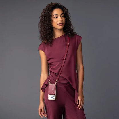 Ivy Pouch Set - Cranberry/Gold