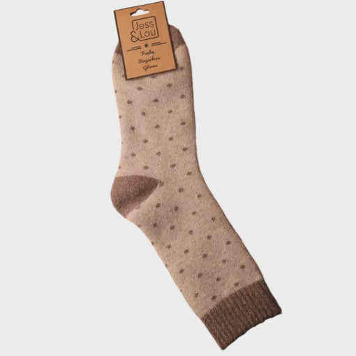 Jess & Lou Dots Cosy Socks - Cappuccino