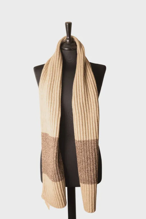 Jess & Lou Rib Knit Winter Scarf - Oatmeal & Cappuccino