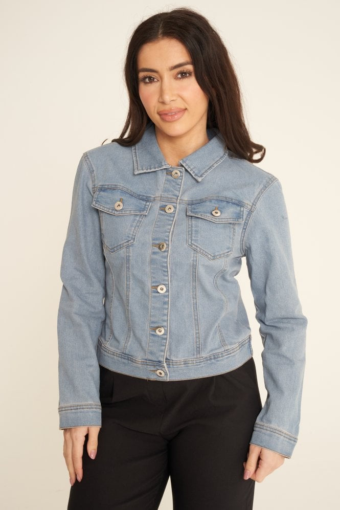 Jessie Washed Denim Stretch Jacket - Light Blue