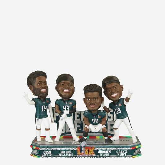 Josh Sweat, Milton Williams, Jordan Davis & Jalyx Hunt Philadelphia Eagles Super Bowl LIX Champions Power House Defense Mini Bobblehead Scene NFL Bobblehead
