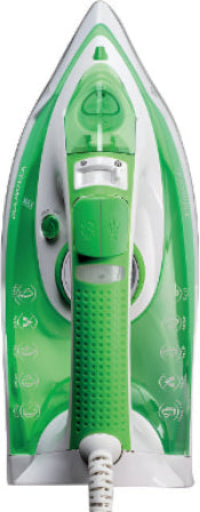 Green and white iron on a white background