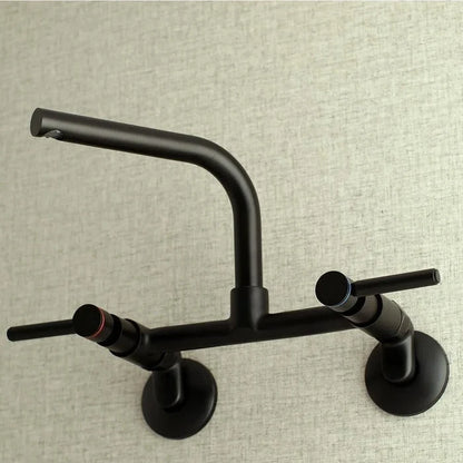 Kingston Brass Concord 8 in. Adjustable Center Wall Mount Kitchen Faucet (KS812) Matte Black