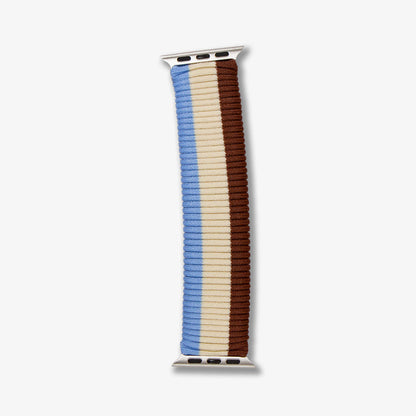 Knit Apple Watch® Band - Brown + Sky Blue Stripe