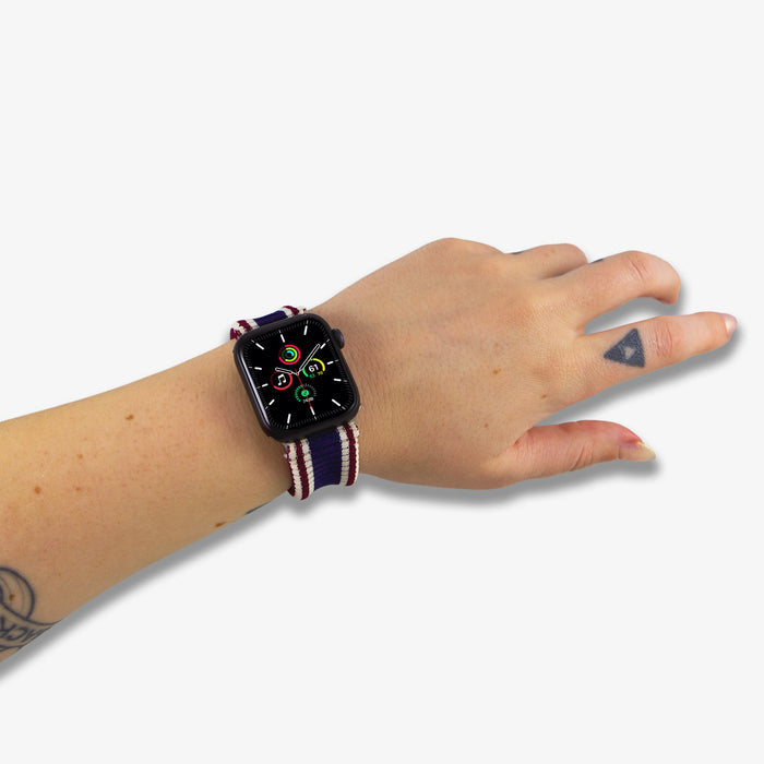 Knit Apple Watch® Band - Maroon + Navy