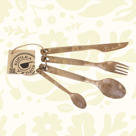 Kupilka Cutlery Set - Brown features durable, looped camping utensils for outdoor dining and travel; eco-friendly, lightweight design.