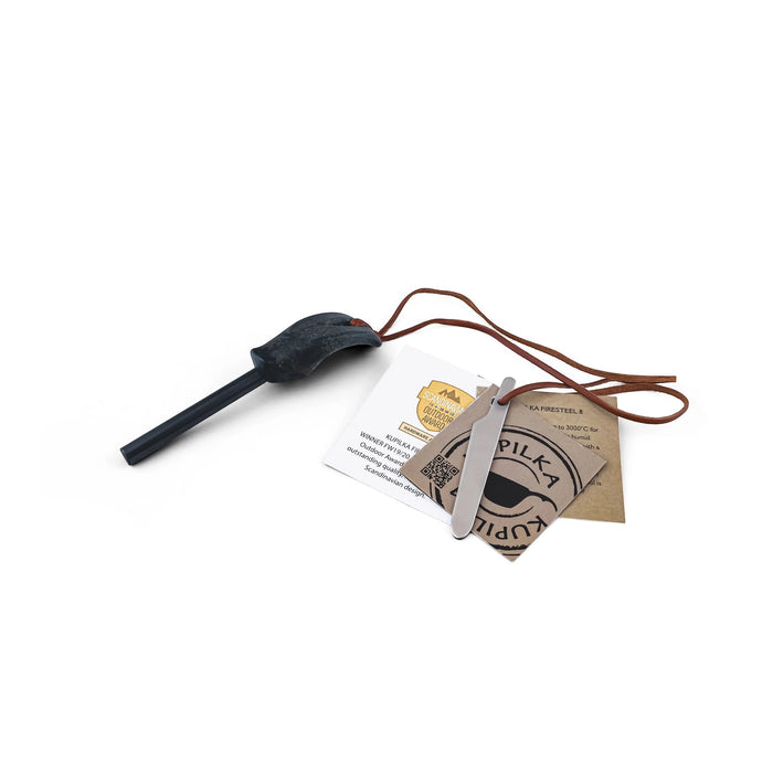 Forager Provisions LTD Kupilka Firesteel 8 black ferrocerium rod with ergonomic handle and leather lanyard