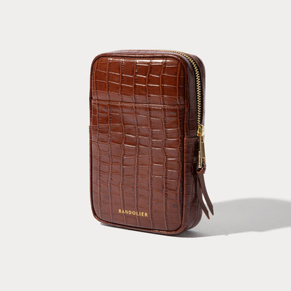 Large Expanded Pouch - Brown Croc
