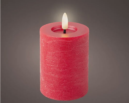 LED Red Wax Pillar Candle - 11cm