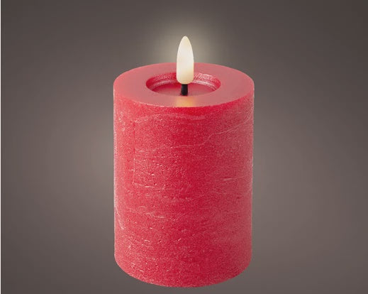 LED Red Wax Pillar Candle - 11cm