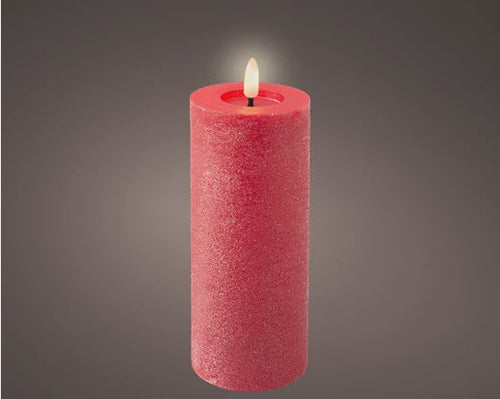 LED Red Wax Pillar Candle - 19cm
