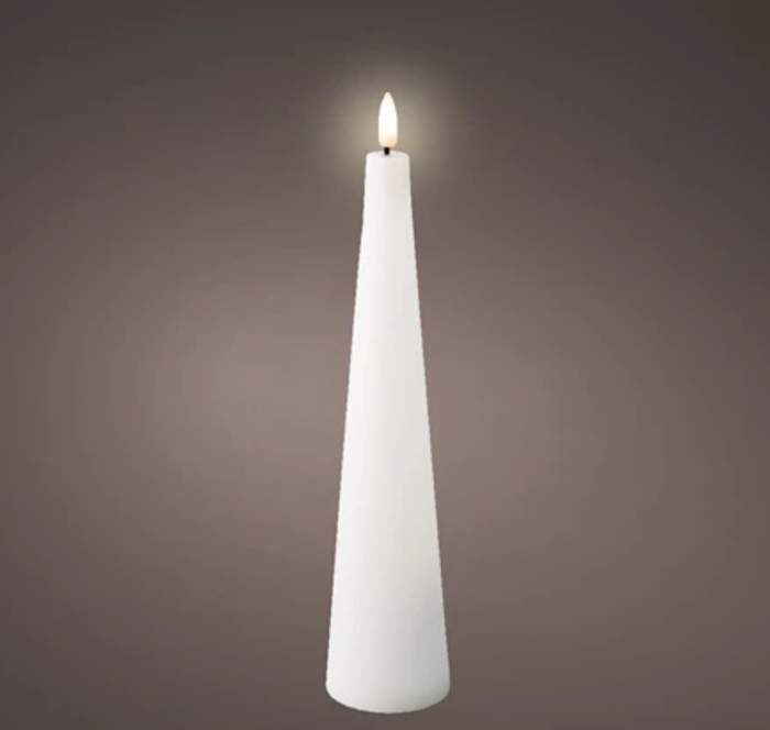 LED White Wax Cone Candle