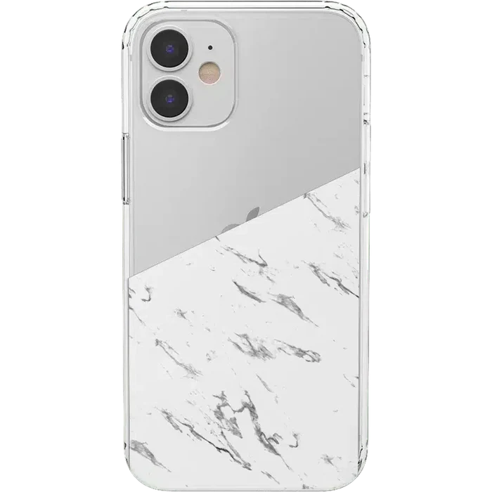 Let's Split | Half White Clear Marble Case iPhone Case get.casely Classic iPhone 12