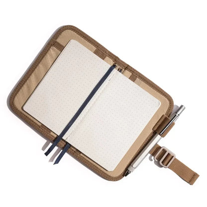 Lochby Mini Field Journal Diary Nautical: Brown zippered case with refillable notebook, 2 bookmarks, and pen clip.