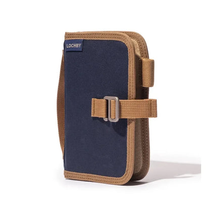 Lochby Mini Field Journal Diary Nautical: navy canvas pouch, side handle, buckle—perfect for daily notes & travel journaling.