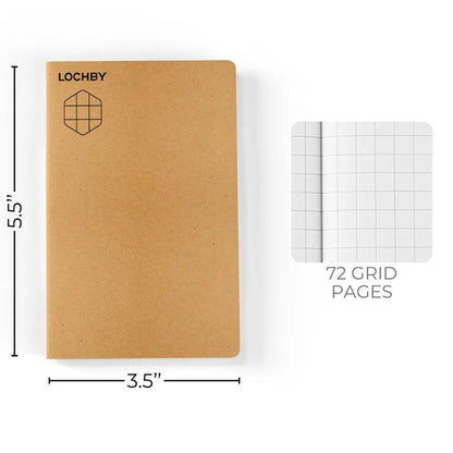 Forager Provisions LTD Lochby pocket notebook with tan cover and 72 Tomoe River grid pages for fountain pens.