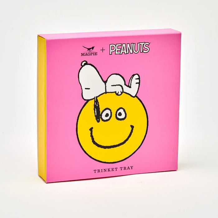 Forager Provisions LTD Magpie Gifts Snoopy Have A Nice Day trinket tray in a pink and yellow branded gift box