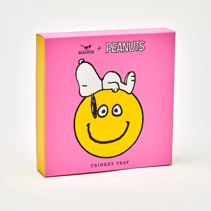Forager Provisions LTD Magpie Gifts Snoopy Have A Nice Day trinket tray in a pink and yellow branded gift box