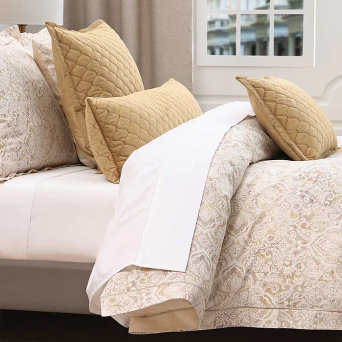 Neatly made bed with Mayfair Duvet Cover Set and pillows.