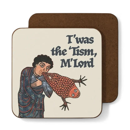 Medieval man holding a fish, text: “Twas the Tism, MLord.” Forager Provisions Gift Set, medieval folklore theme.