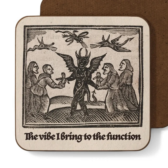 Medieval folklore art of a horned figure with women, caption: The vibe I bring—Gift Box by Forager Provisions.