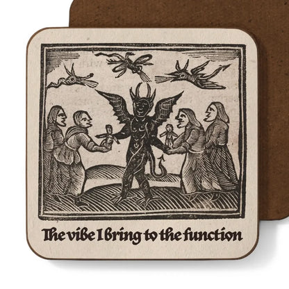 Medieval folklore art of a horned figure with women, caption: The vibe I bring—Gift Box by Forager Provisions.