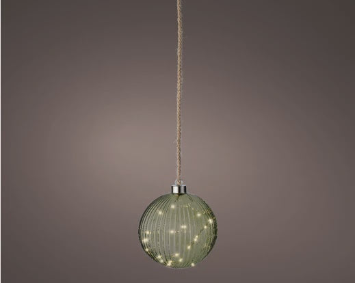Micro LED Battery Operated Indoor Decorative Ball Light - Green 14cm