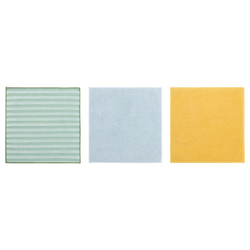 Microfiber cloth, 3pc green/blue/yellow, 28x28 cm