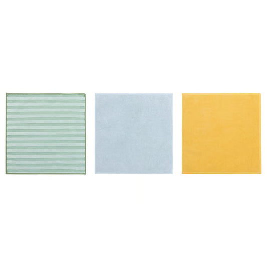 Microfiber cloth, 3pc green/blue/yellow, 28x28 cm