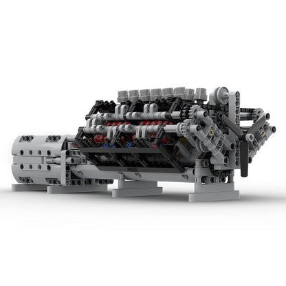 MOC - 43833 V12 - Motor mit Getriebe Mk2 Klemmbausteine - LesDiy - Klemmbausteine