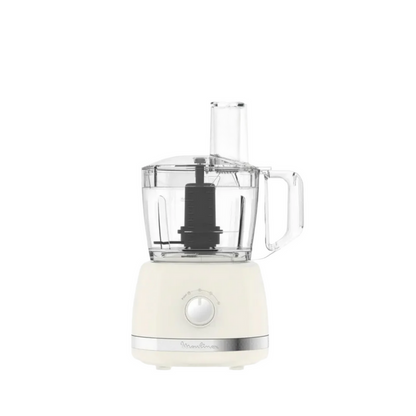 White food processor with clear container on a white background