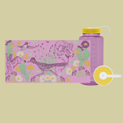 Forager Provisions LTD Mustard Beetle 32oz Nalgene water bottle featuring Anza-Borrego desert wildlife illustration