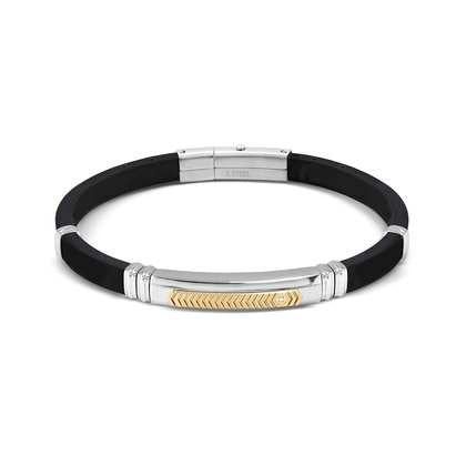 Nomination City Energy Edition Rubber Bracelet - Steel & Yellow Gold