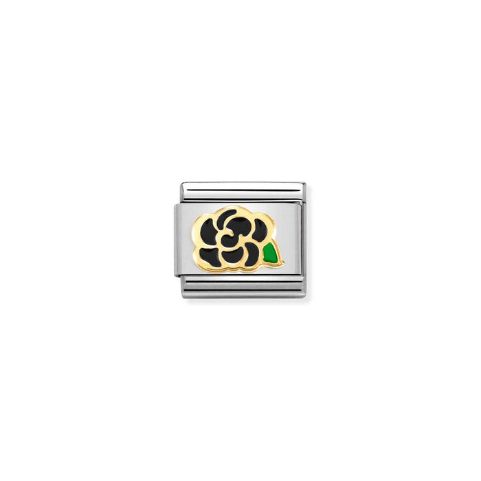 Nomination Classic 18K Gold Black Camellia Charm
