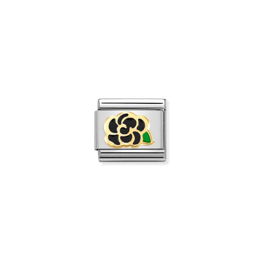 Nomination Classic 18K Gold Black Camellia Charm