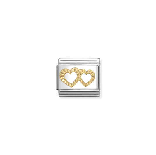 Nomination Classic 18K Gold Diamond Double Heart Charm