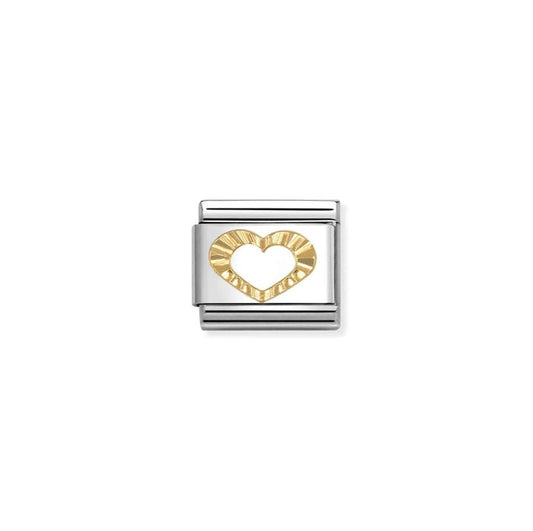 Nomination Classic 18K Gold Diamond Hollow Heart Charm
