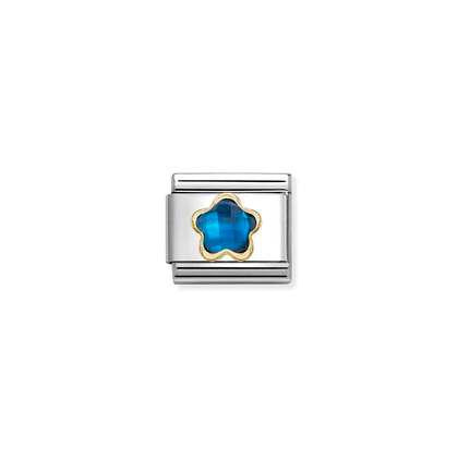 Nomination Classic 18K Gold Faceted CZ Flower Blue
