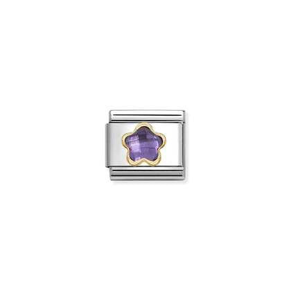 Nomination Classic 18K Gold Faceted CZ Flower Purple