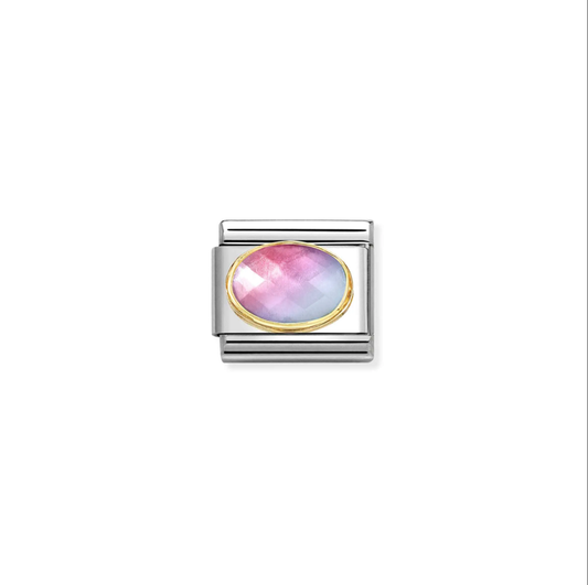 Nomination Classic 18K Gold Faceted Stone Charm - Light Blue Rose