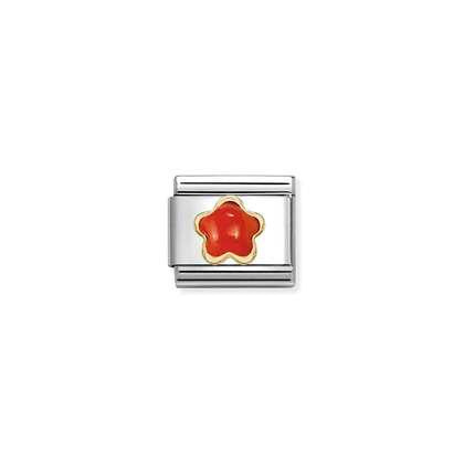 Nomination Classic 18K Gold Flower Stone Red Coral