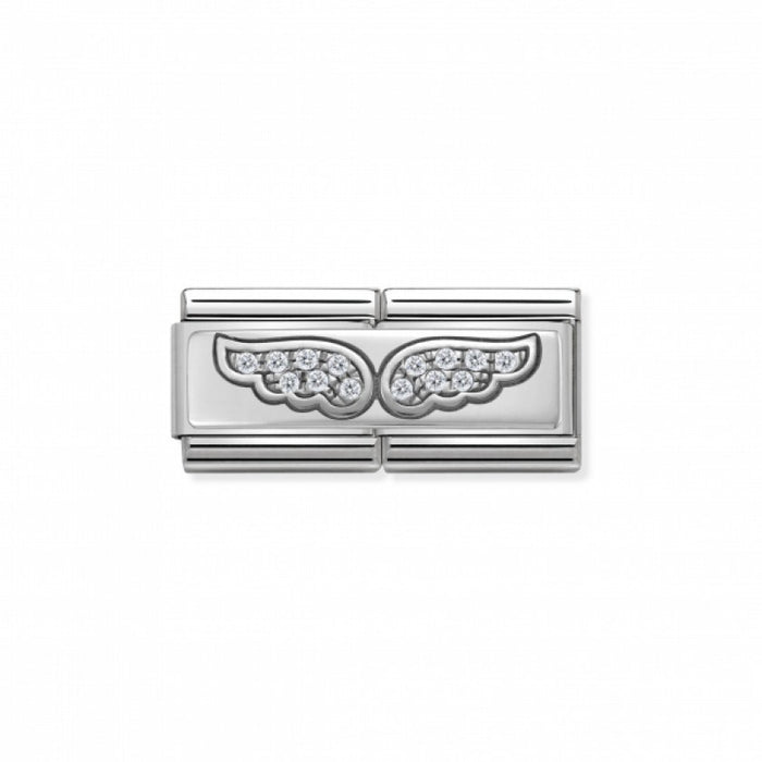 Nomination Classic Double Link Silver and White Swarovski Zirconia Angel Wings