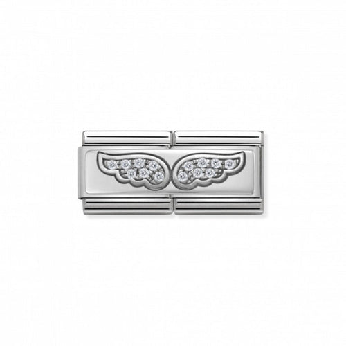 Nomination Classic Double Link Silver and White Swarovski Zirconia Angel Wings