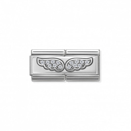 Nomination Classic Double Link Silver and White Swarovski Zirconia Angel Wings