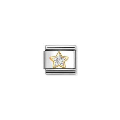 Nomination Classic Gold Charm - Silver Glitter Star